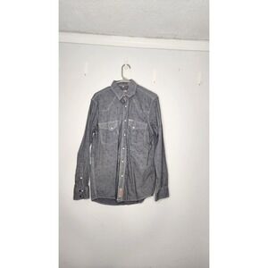 Rafter C Cowboy Collection Blue Patterned Long Sleeve Pearl Snap Up Shirt Medium